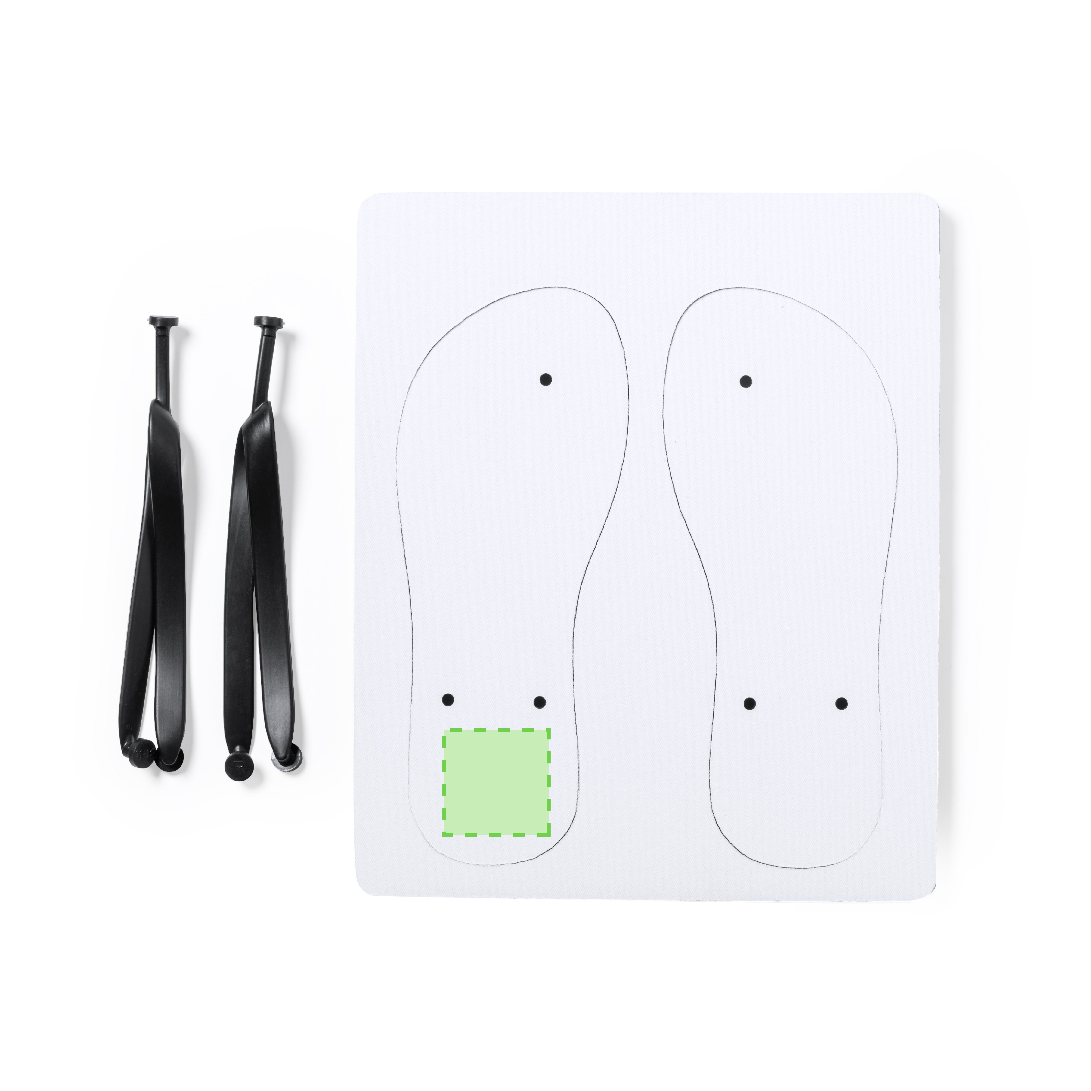 Tallone del sandalo sinistro: 50 x 50 mm
