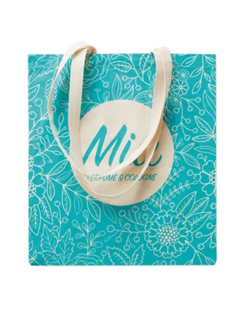 Shopper in cotone verde lime  con manici lunghi resistenti
